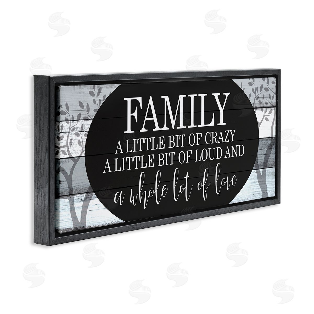 Funny Loud Crazy Family Phrase Black Floating Frame Canvas Wall Art, Home Decor by Kim Allen