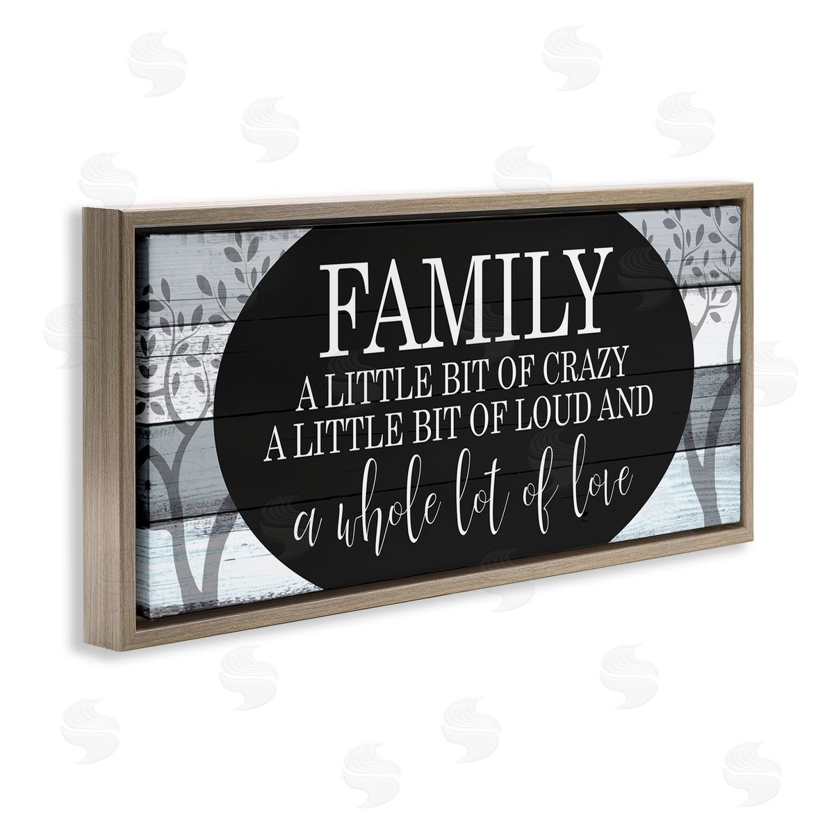 Funny Loud Crazy Family Phrase Brown Floating Frame Canvas Wall Art, Home Decor by Kim Allen