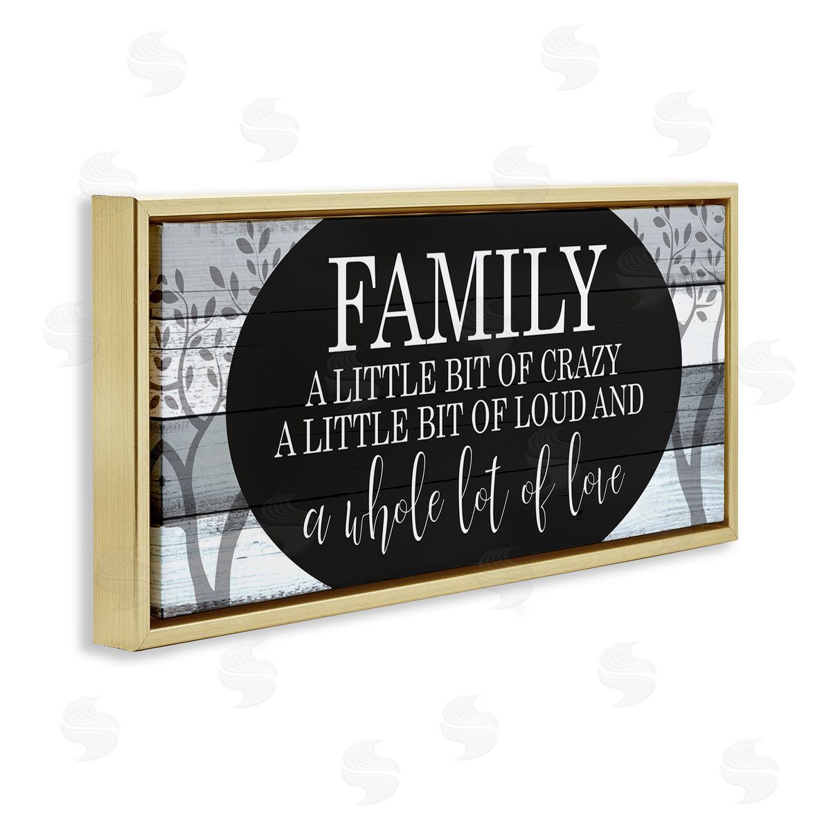 Funny Loud Crazy Family Phrase Gold Floating Frame Canvas Wall Art, Home Decor by Kim Allen