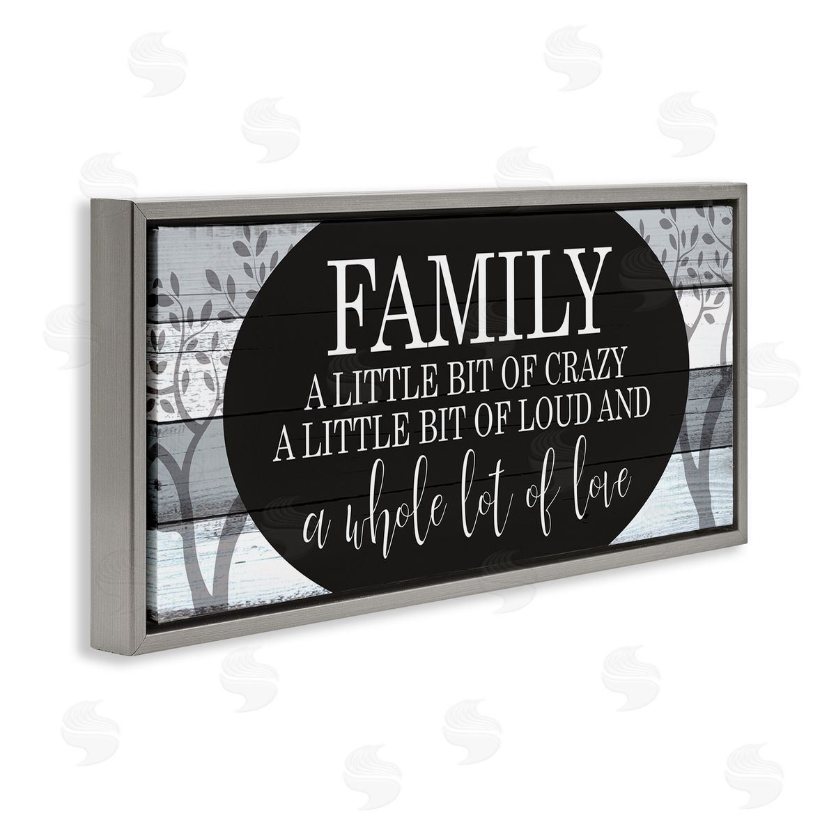 Funny Loud Crazy Family Phrase Grey Floating Frame Canvas Wall Art, Home Decor by Kim Allen