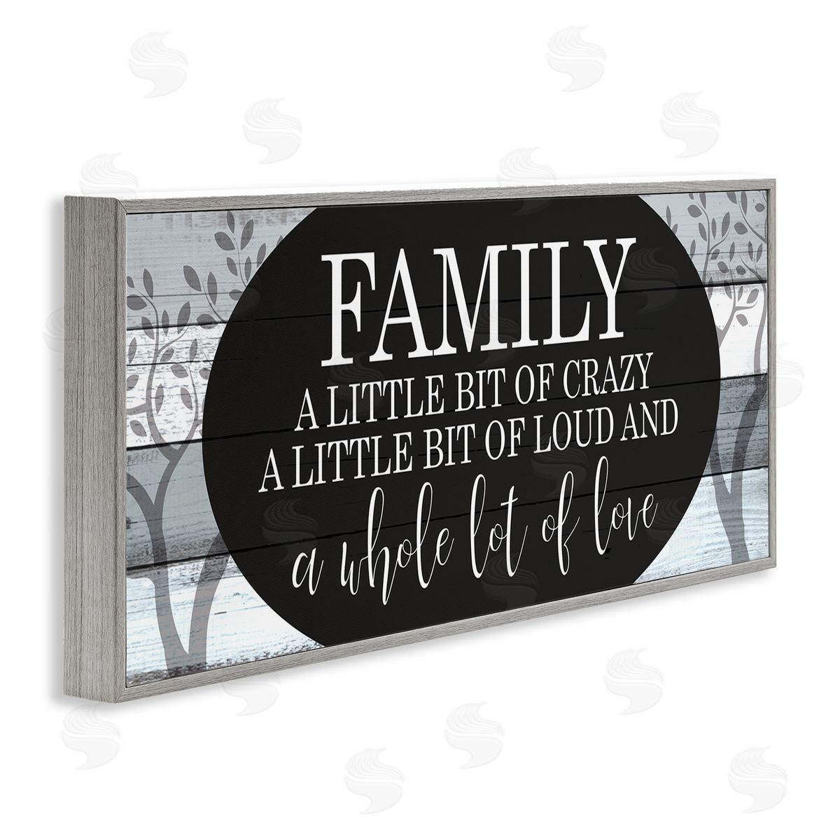 Funny Loud Crazy Family Phrase Grey Frame Print Wall Art, Home Decor by Kim Allen