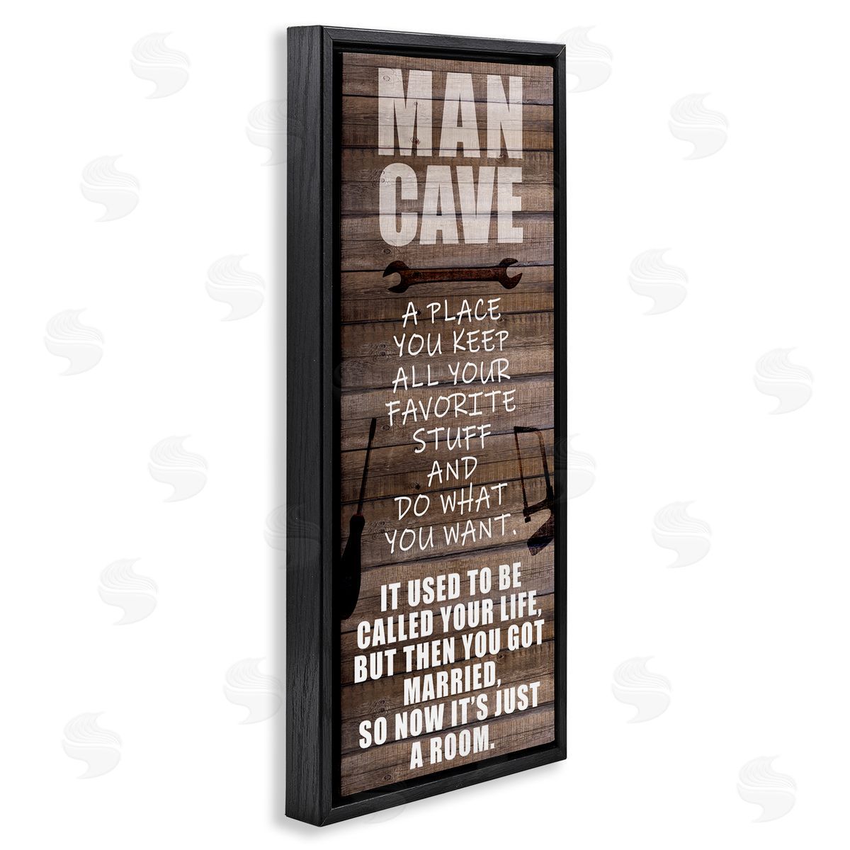 Funny Man Cave List Black Floating Frame Canvas Wall Art, Home Decor by Kim Allen