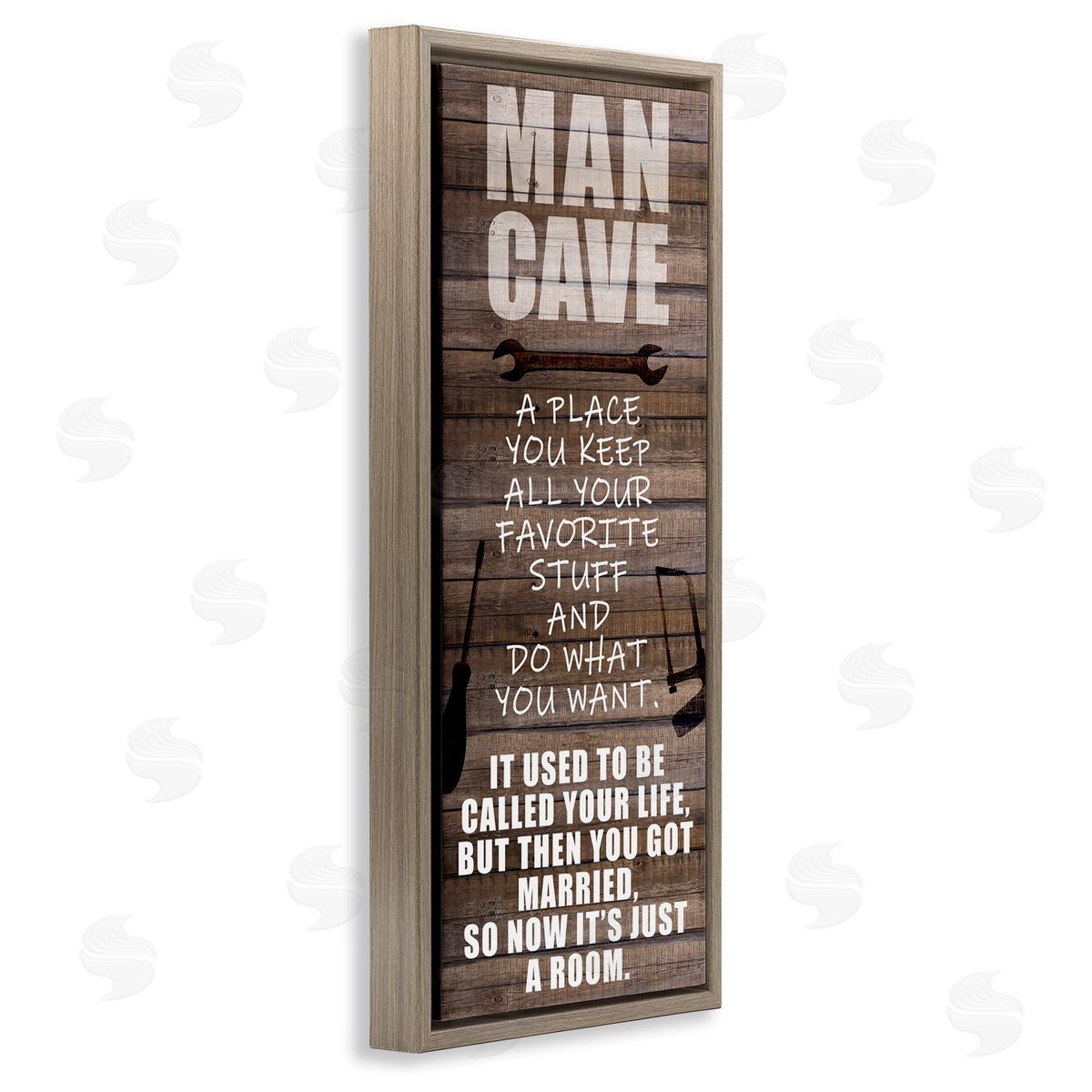 Funny Man Cave List Brown Floating Frame Canvas Wall Art, Home Decor by Kim Allen