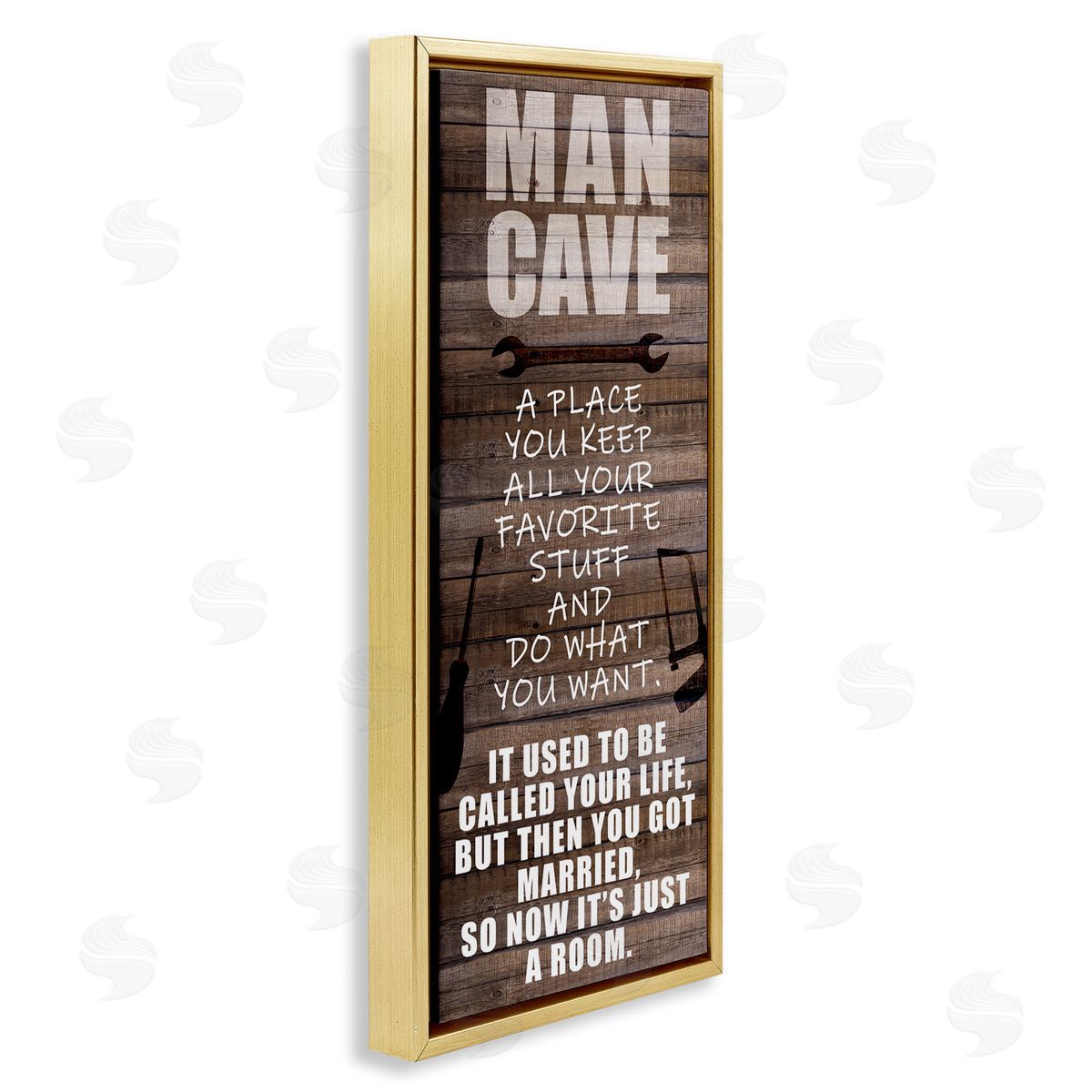 Funny Man Cave List Gold Floating Frame Canvas Wall Art, Home Decor by Kim Allen