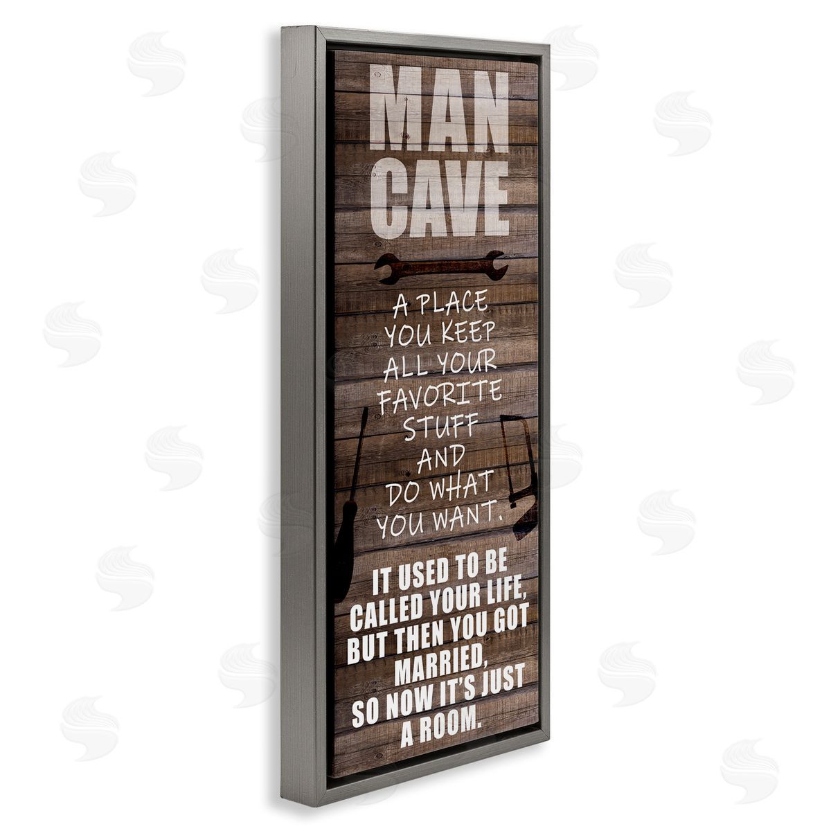Funny Man Cave List Grey Floating Frame Canvas Wall Art, Home Decor by Kim Allen