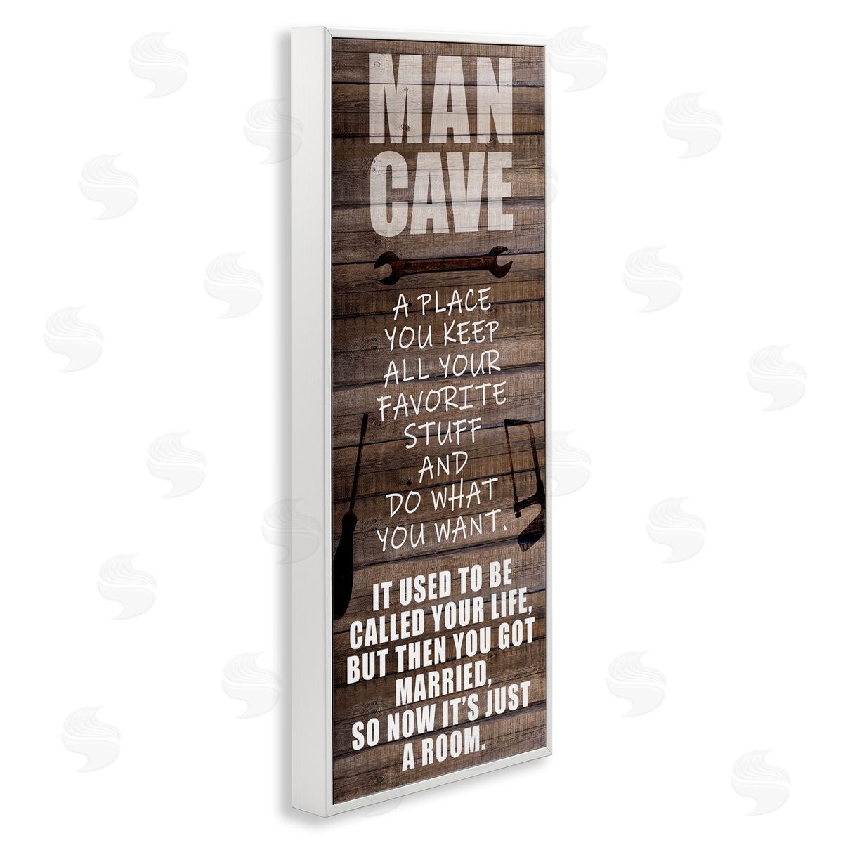 Funny Man Cave List White Frame Print Wall Art, Home Decor by Kim Allen