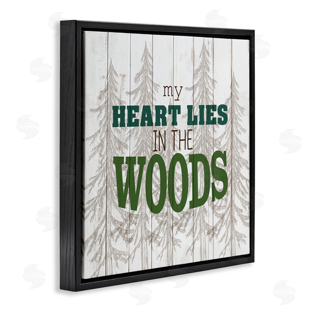 Heart Lies in Woods Quote Black Floating Frame Canvas Wall Art, Home Decor by Kim Allen