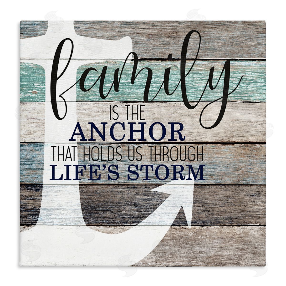 Family Anchor Through Storm Motivational Canvas Wall Art, Home Decor by Kim Allen