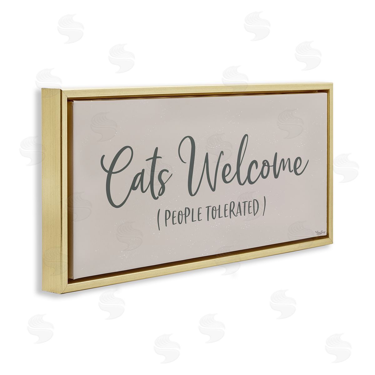 Cats Welcome People Tolerated Gold Floating Frame Canvas Wall Art, Home Decor by Gigi Louise