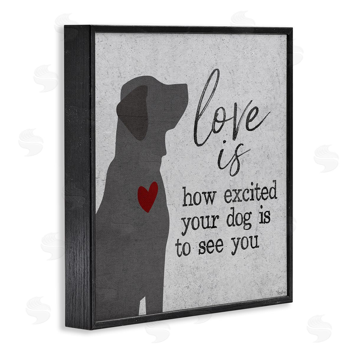 Love Is Excited Dog Pet Phrase Black Frame Print Wall Art, Home Decor by Gigi Louise