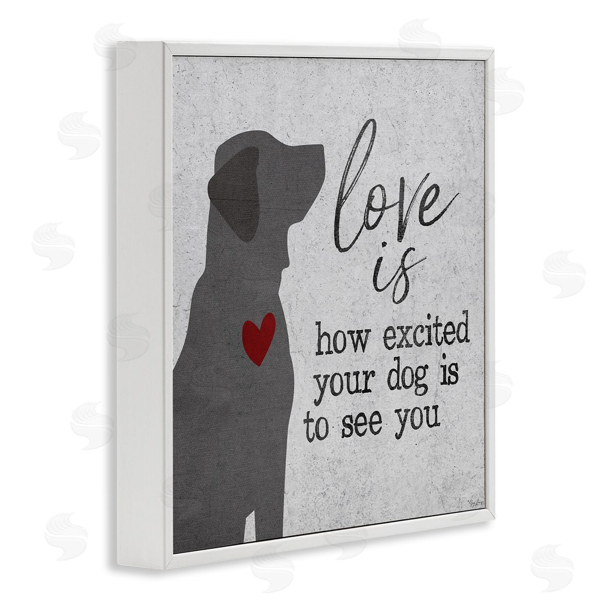Love Is Excited Dog Pet Phrase White Frame Print Wall Art, Home Decor by Gigi Louise