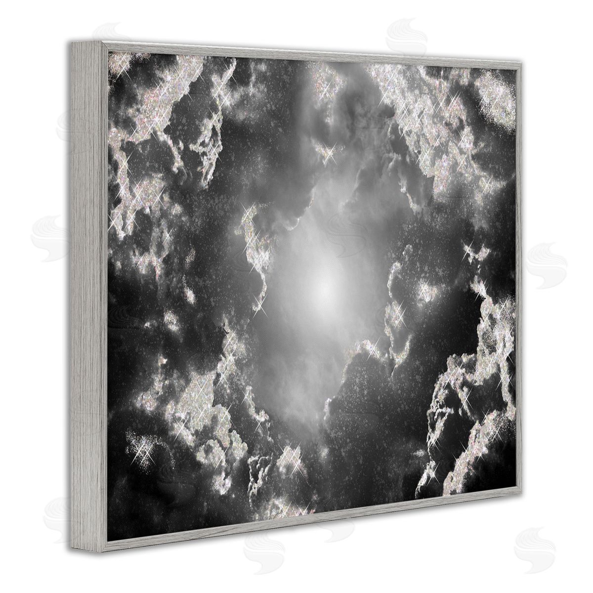 Sunrays Through Cloudy Sky Grey Frame Print Wall Art, Home Decor by Ziwei Li
