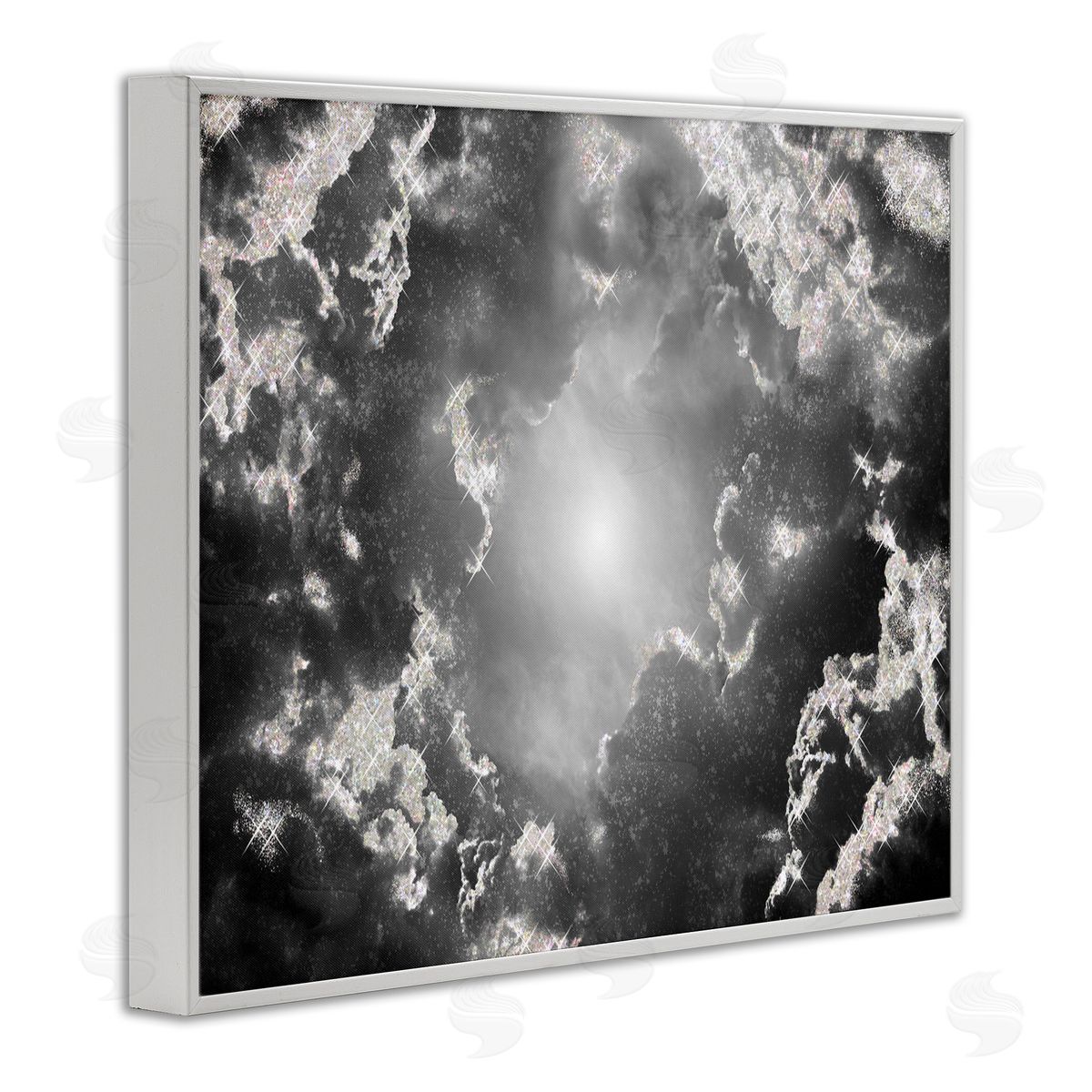 Sunrays Through Cloudy Sky White Frame Print Wall Art, Home Decor by Ziwei Li