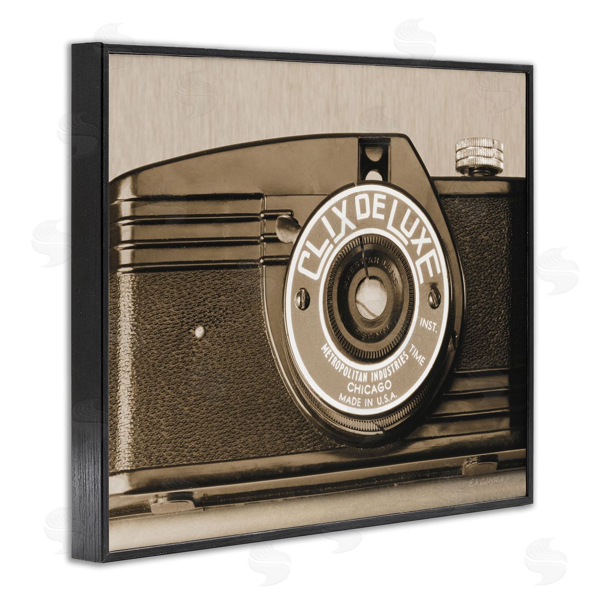 Antique Camera Sepia Photograph Black Frame Print Wall Art, Home Decor by Ed Goldstein