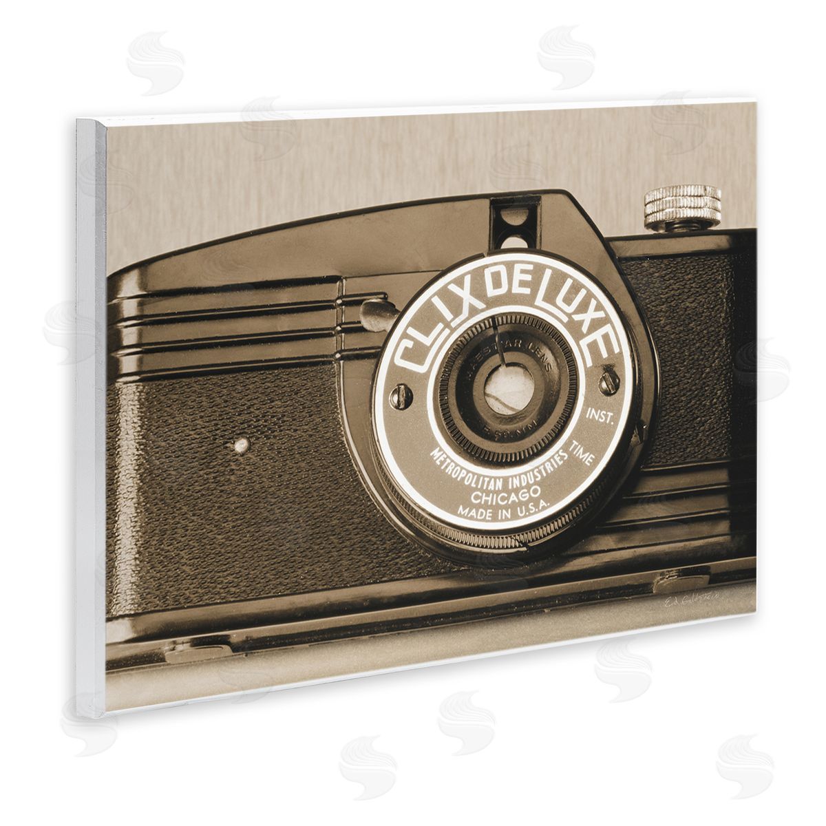 Antique Camera Sepia Photograph Wood Plaque Wall Art, Home Decor by Ed Goldstein