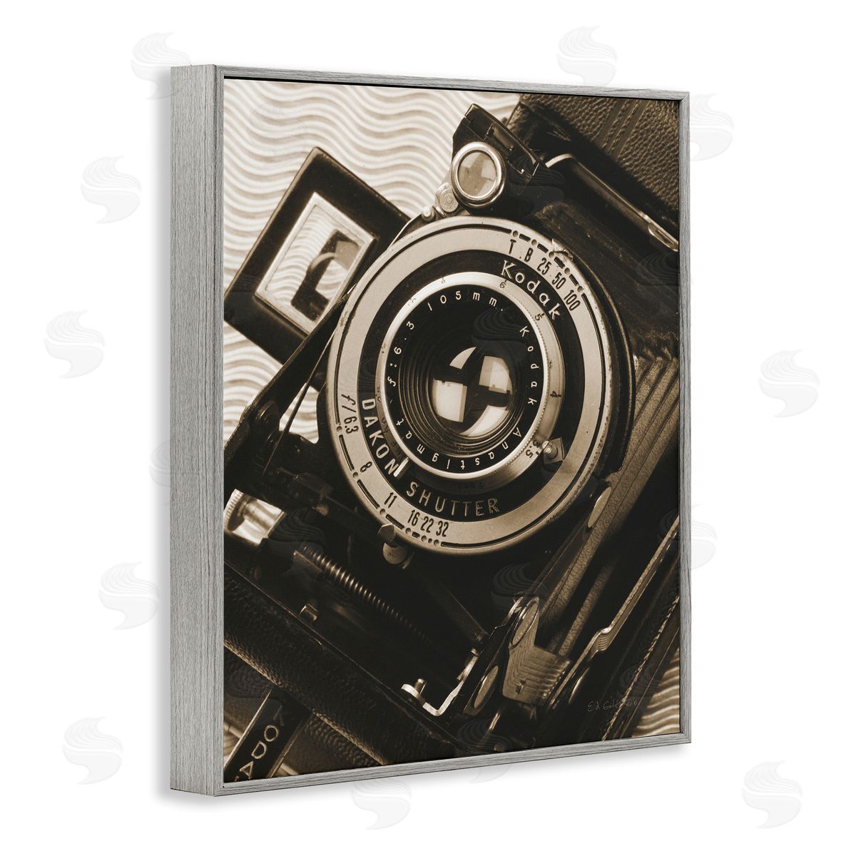 Vintage Camera Sepia Photograph Grey Frame Print Wall Art, Home Decor by Ed Goldstein