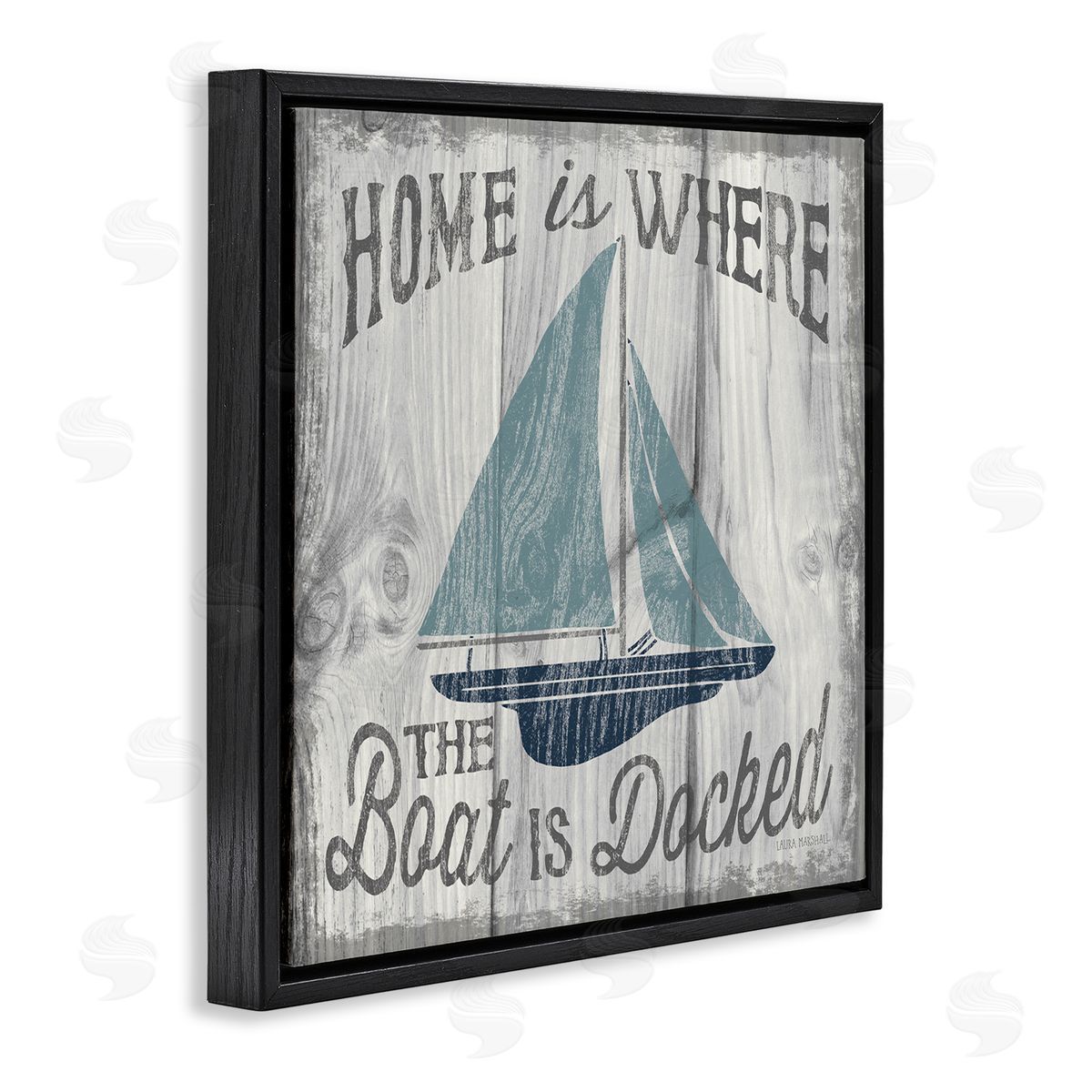 Nautical Home's Where Boat Is Black Floating Frame Canvas Wall Art, Home Decor by Laura Marshall