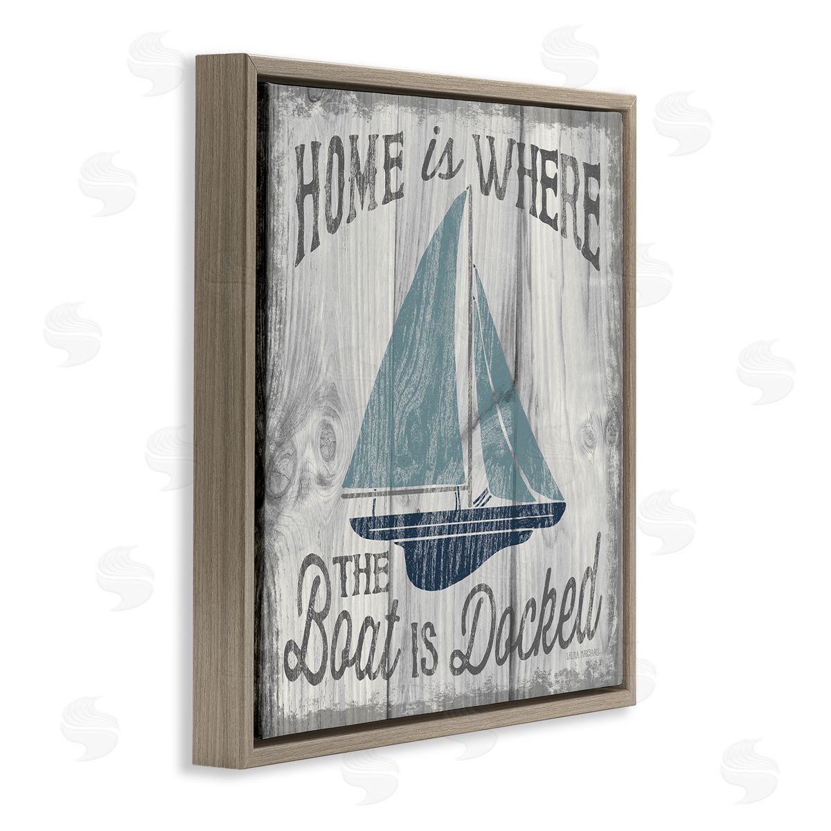 Nautical Home's Where Boat Is Brown Floating Frame Canvas Wall Art, Home Decor by Laura Marshall