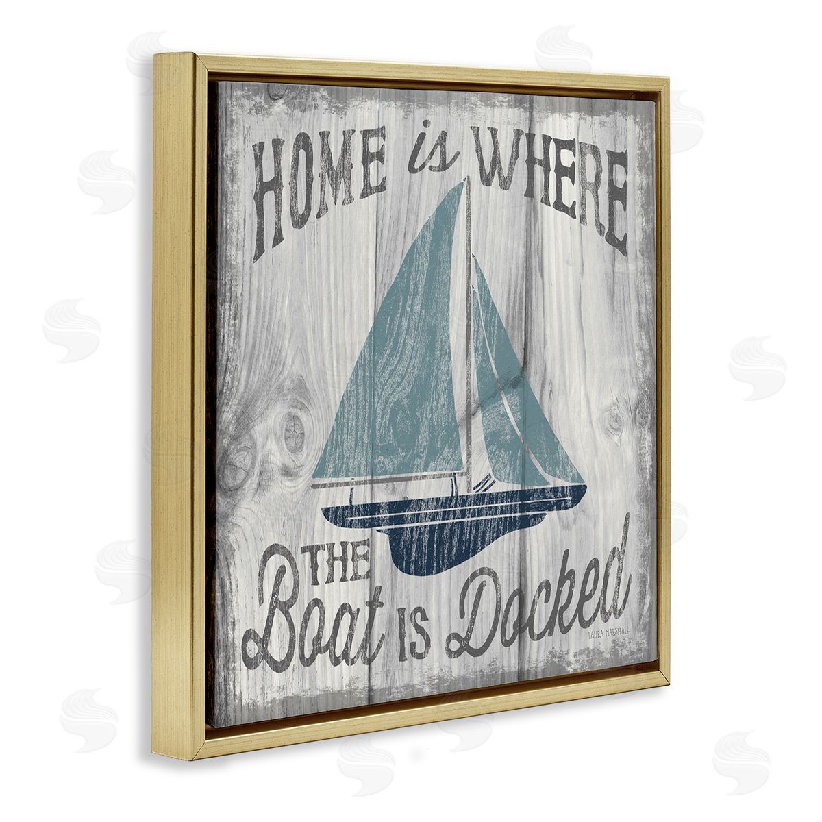 Nautical Home's Where Boat Is Gold Floating Frame Canvas Wall Art, Home Decor by Laura Marshall