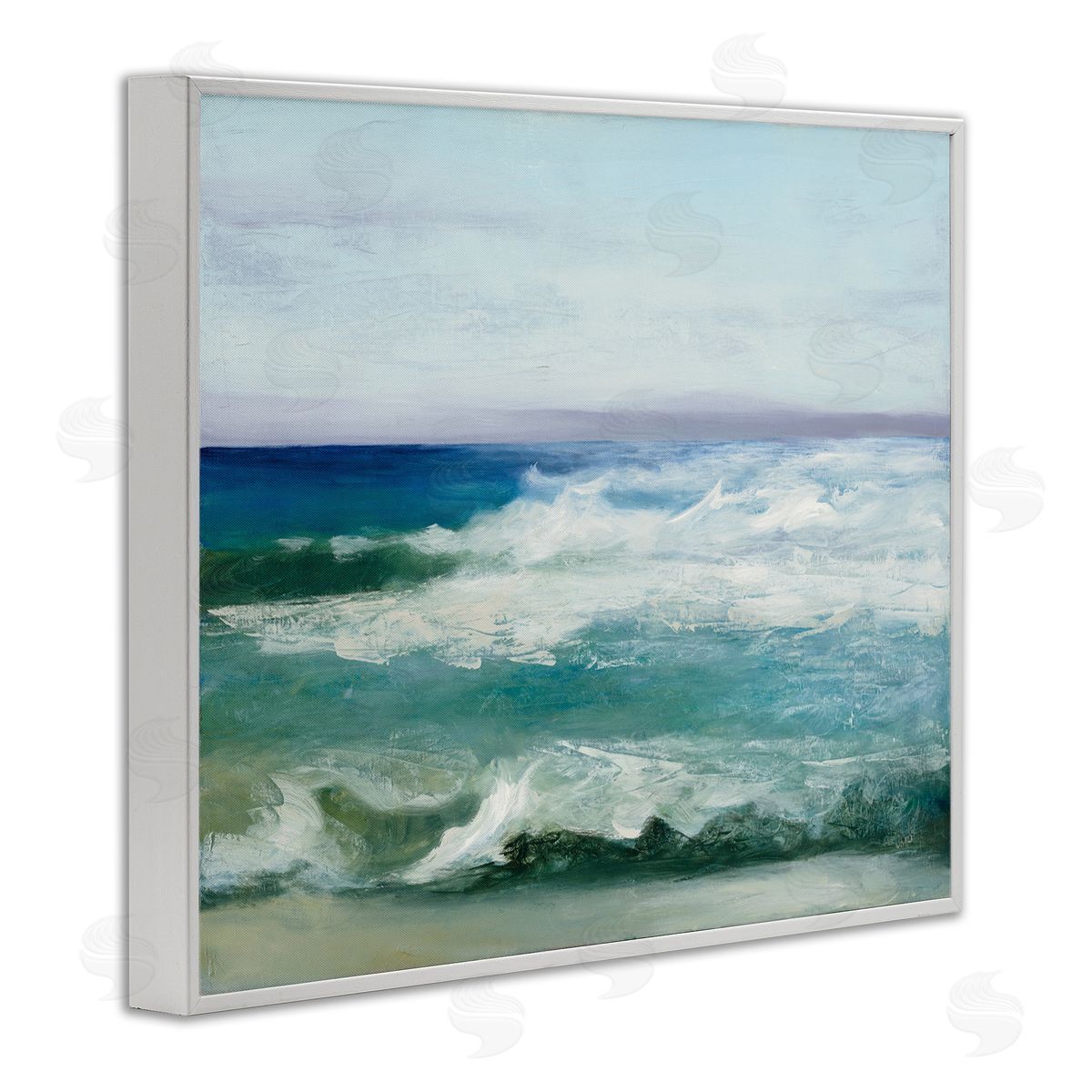Waves Crashing Seascape Painting White Frame Print Wall Art, Home Decor by Julia Purinton
