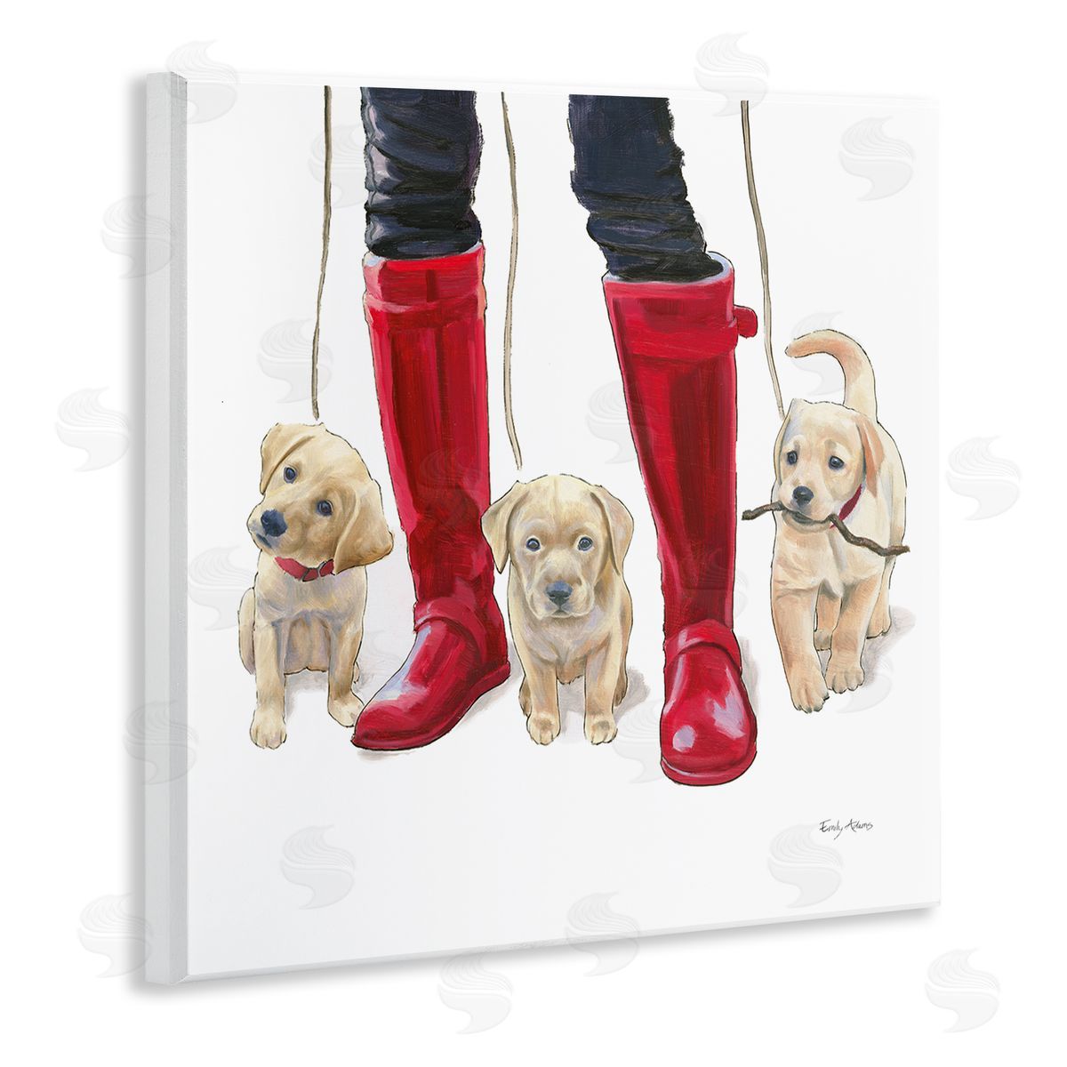 Puppies and Rain Boots Wood Plaque Wall Art, Home Decor by Emily Adams