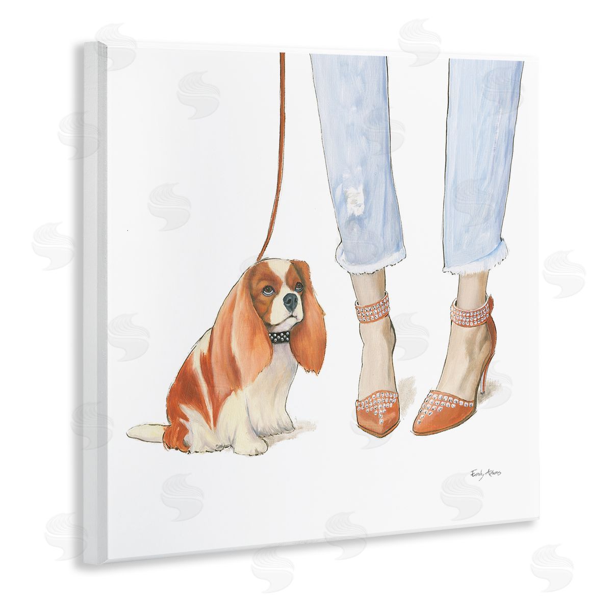 Orange Heels Dog Walk Wood Plaque Wall Art, Home Decor by Emily Adams