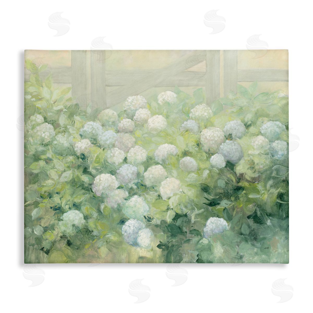 Blue and White Hydrangea Garden Canvas Wall Art, Home Decor by Julia Purinton