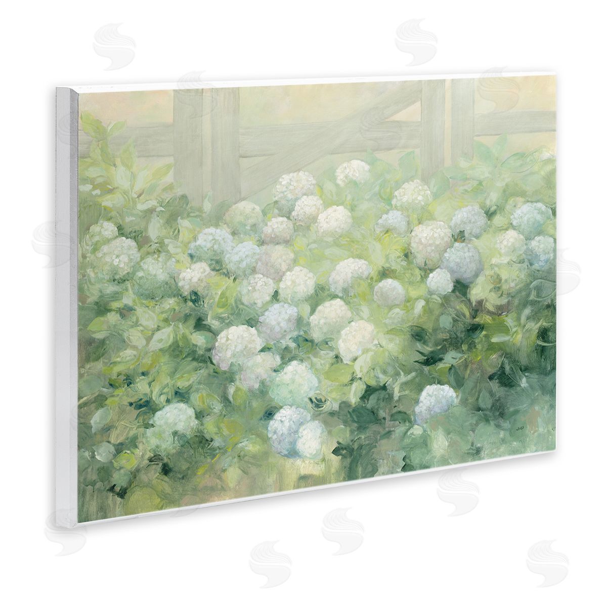 Blue and White Hydrangea Garden Wood Plaque Wall Art, Home Decor by Julia Purinton