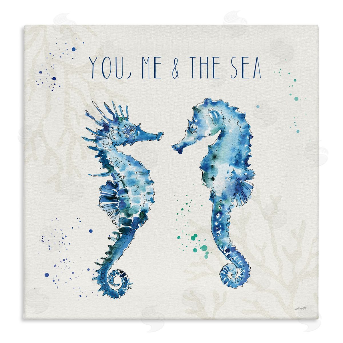 You Me & Sea Quote Seahorse Canvas Wall Art, Home Decor by Anne Tavoletti