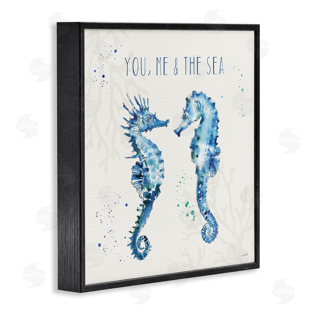 You Me & Sea Quote Seahorse Black Frame Print Wall Art, Home Decor by Anne Tavoletti