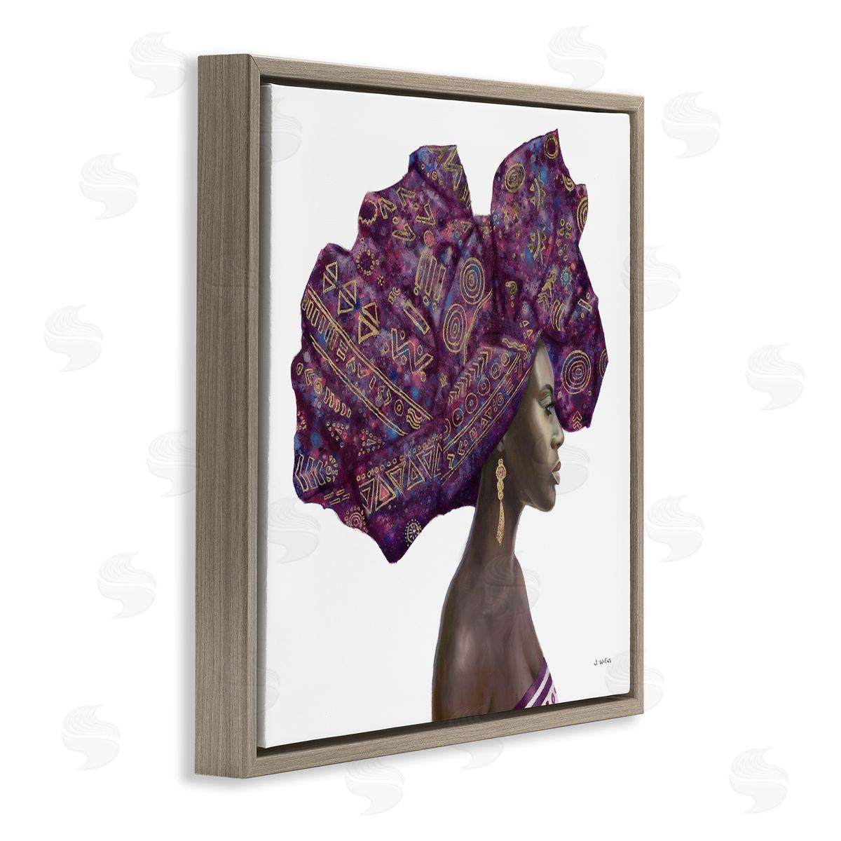 Strong Female Portrait Headwrap Culture Brown Floating Frame Canvas Wall Art, Home Decor by James Wiens