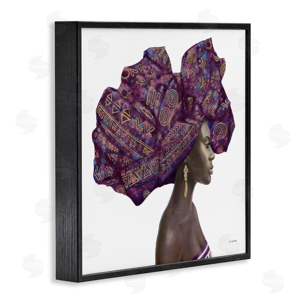 Strong Female Portrait Headwrap Culture Black Frame Print Wall Art, Home Decor by James Wiens
