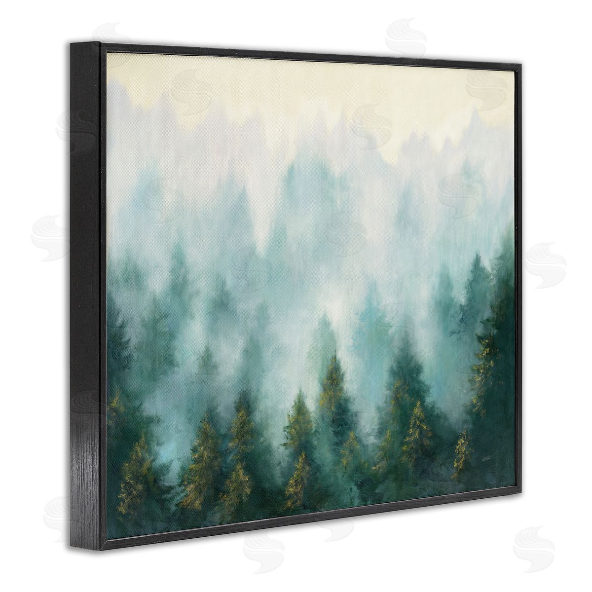 Abstract Pine Forest with Mist Black Frame Print Wall Art, Home Decor by Julia Purinton