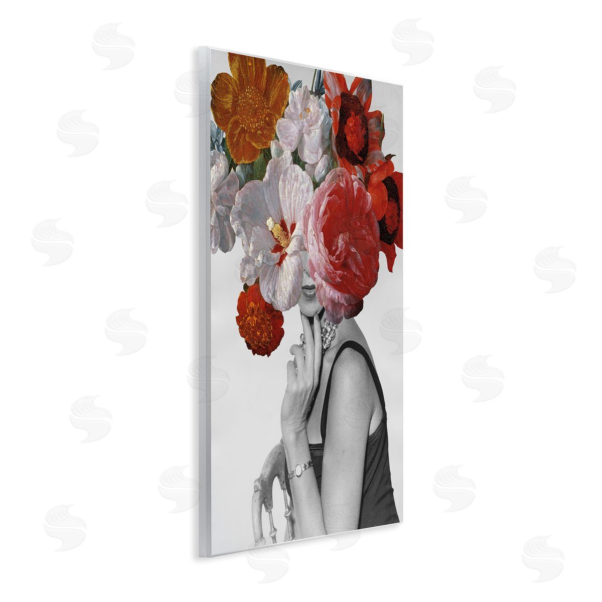 Vintage Female Red Florals Wood Plaque Wall Art, Home Decor by Wild Apple Portfolio