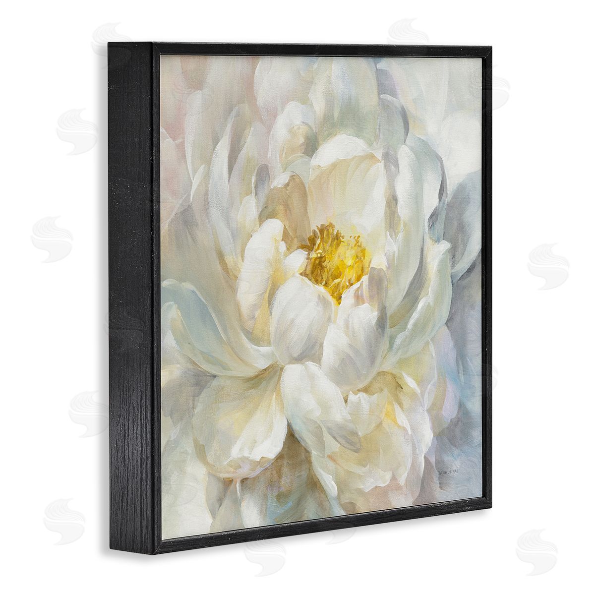 Delicate Flower Petals Painting Black Frame Print Wall Art, Home Decor by Danhui Nai