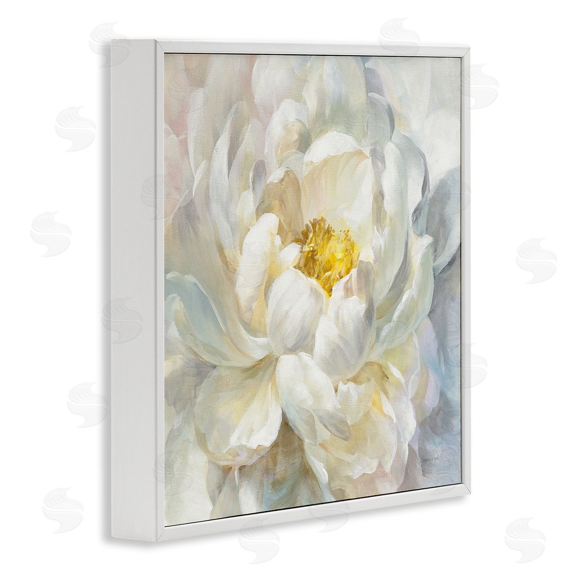Delicate Flower Petals Painting White Frame Print Wall Art, Home Decor by Danhui Nai