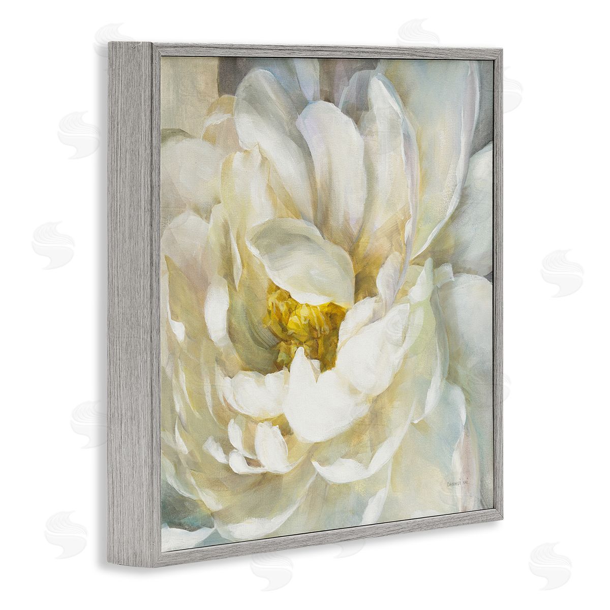 Soft Flower Petals Painting Grey Frame Print Wall Art, Home Decor by Danhui Nai