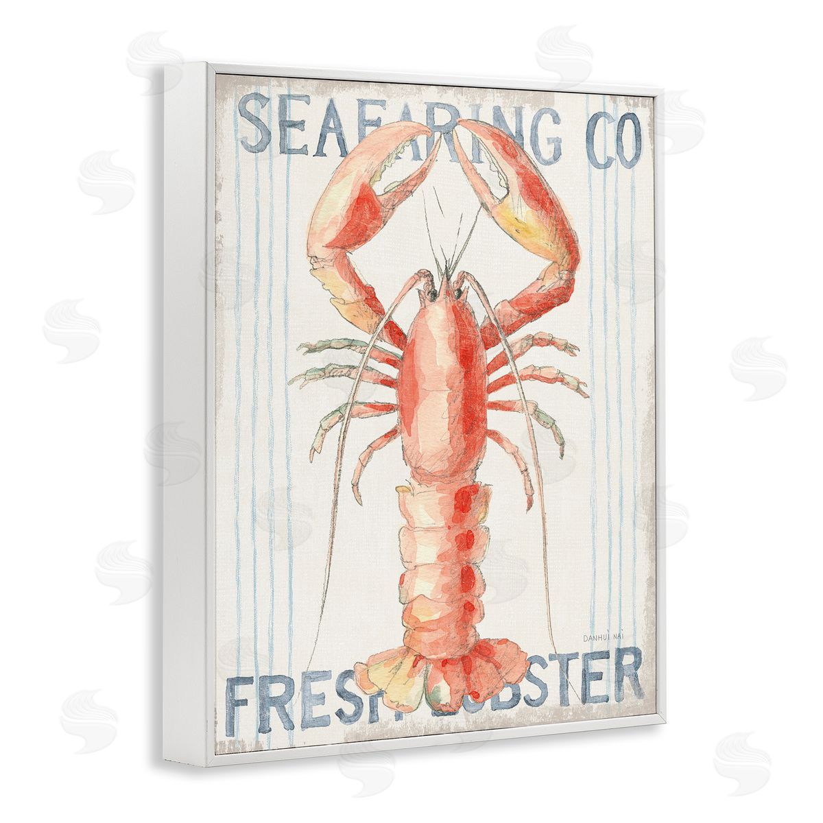 Nautical Lobster Seafood Sign White Frame Print Wall Art, Home Decor by Danhui Nai