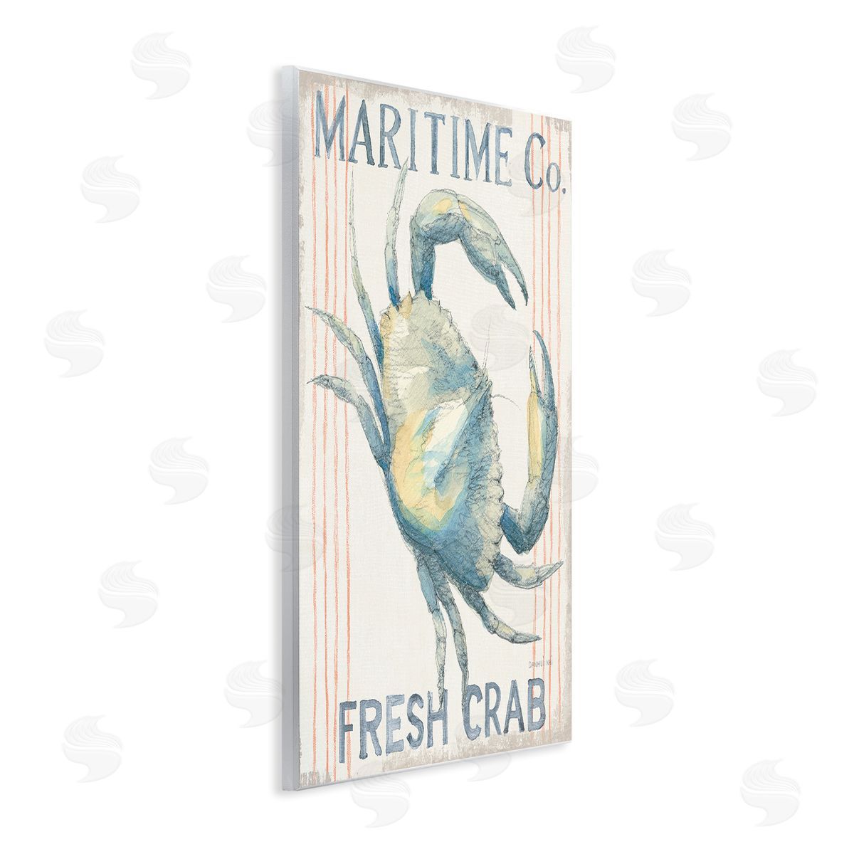 Nautical Crab Seafood Sign Wood Plaque Wall Art, Home Decor by Danhui Nai