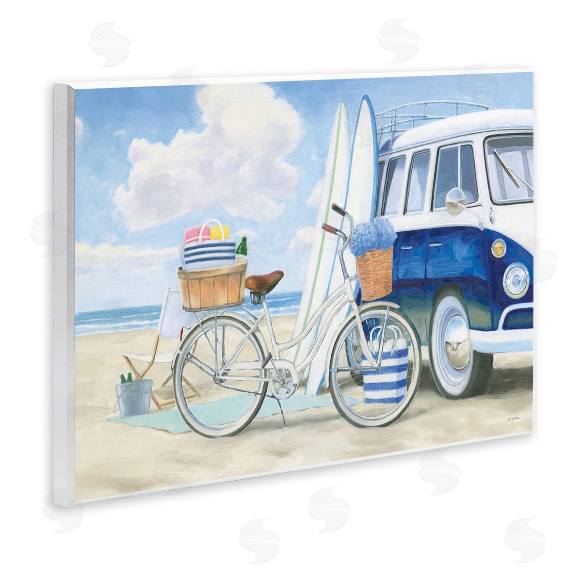 Surf Van & Beach Bike Wood Plaque Wall Art, Home Decor by James Wiens