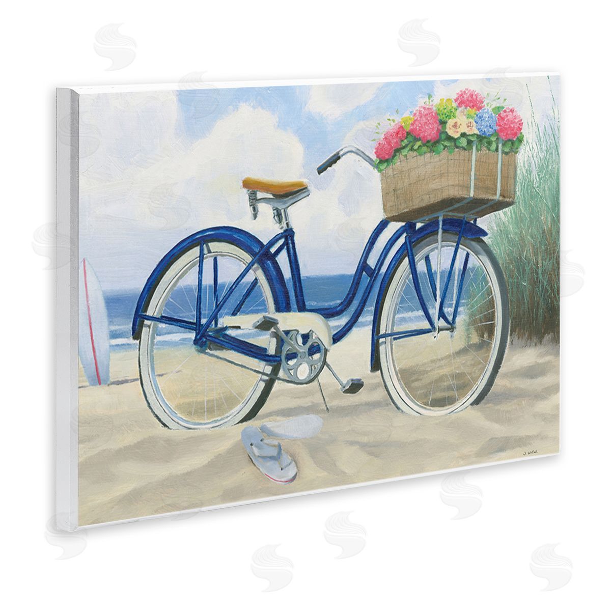 Beach Bike with Flower Basket Wood Plaque Wall Art, Home Decor by James Wiens