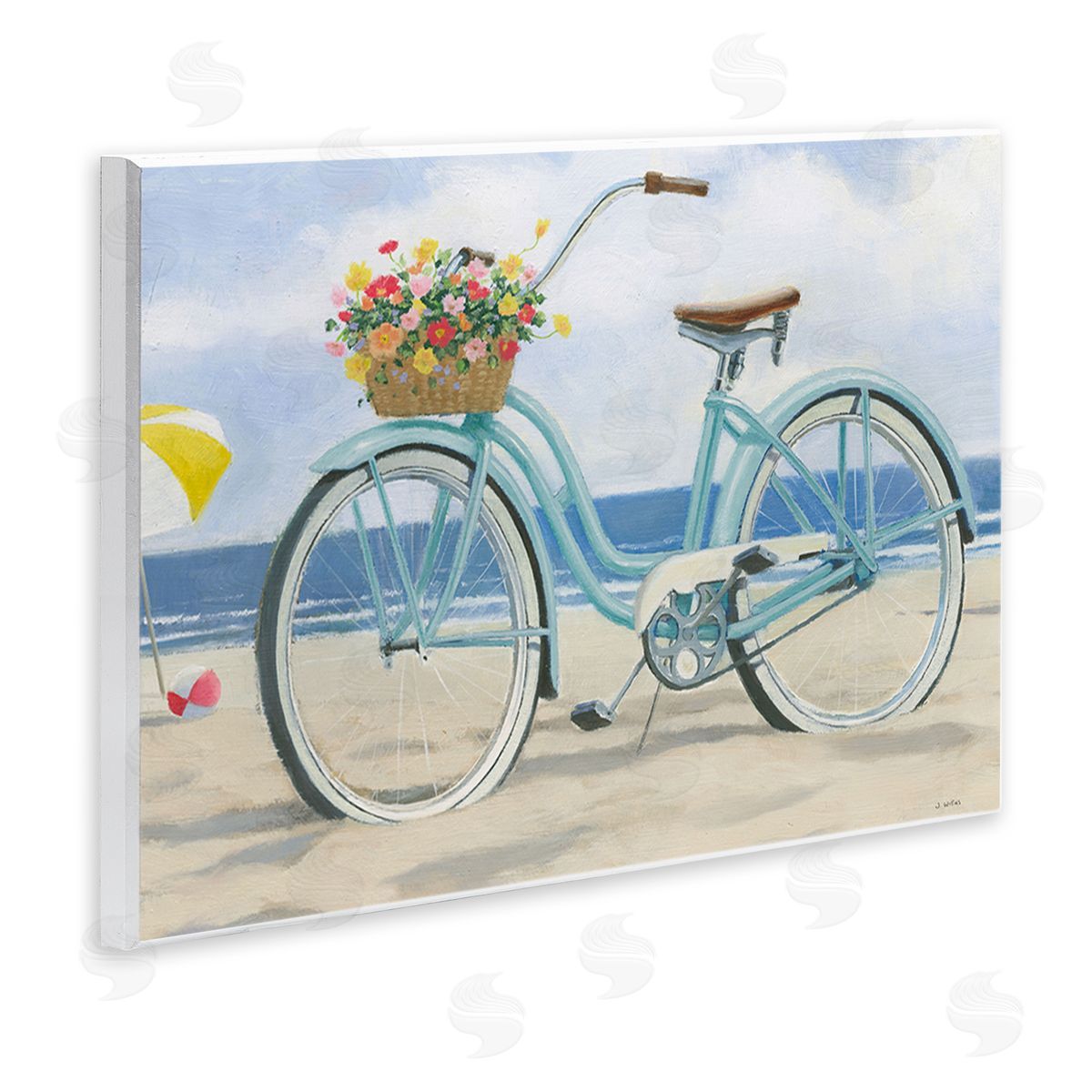 Beach Coast Floral Bicycle Wood Plaque Wall Art, Home Decor by James Wiens