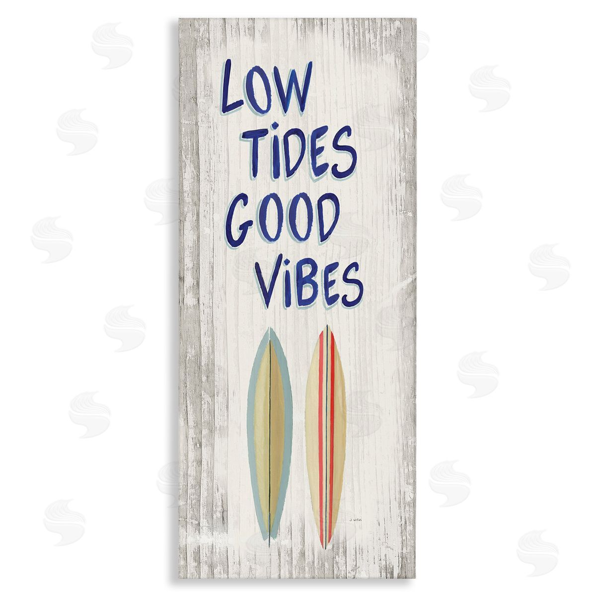 Low Tides Good Vibes Surfboard Canvas Wall Art, Home Decor by James Wiens