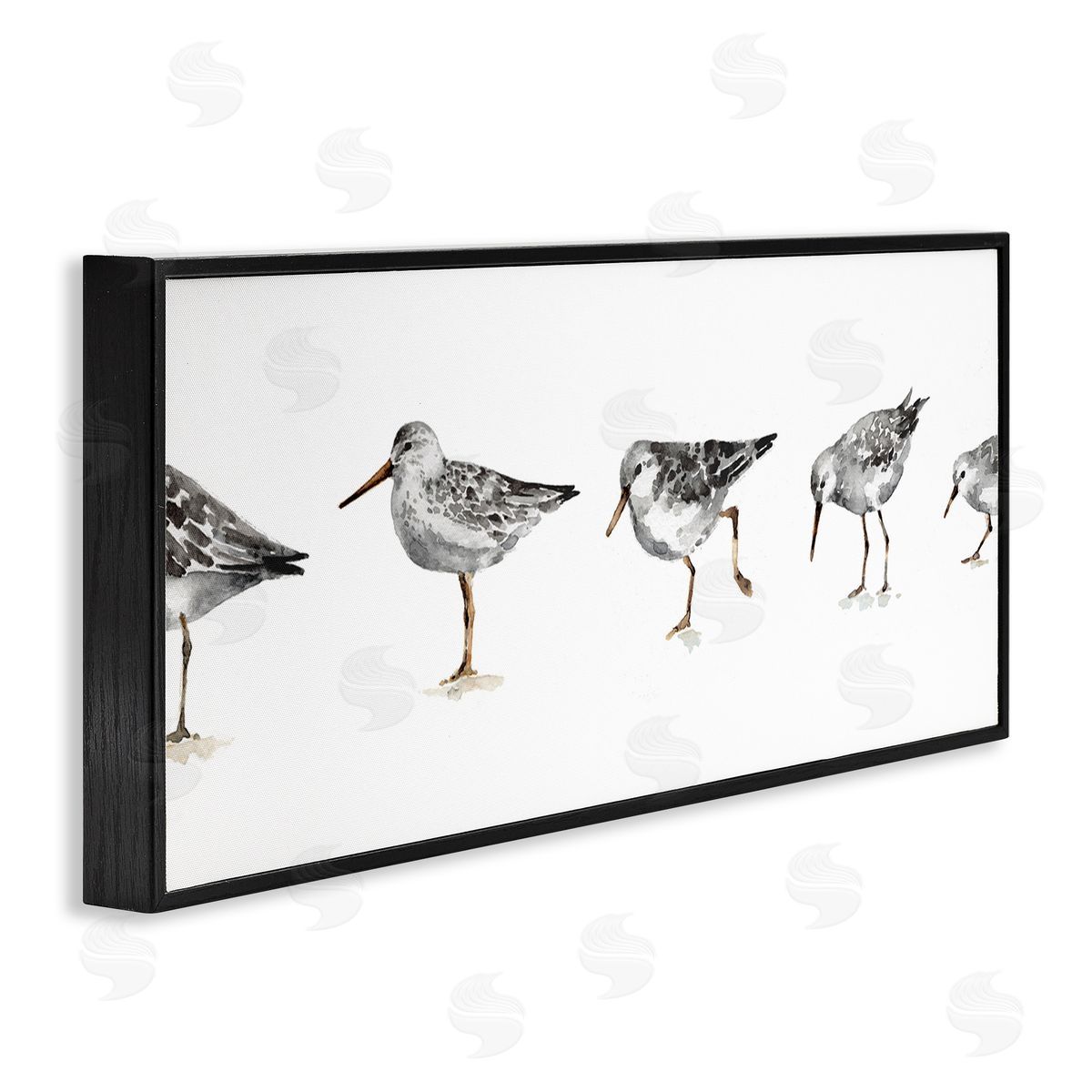 Sandpiper Birds in Line Black Frame Print Wall Art, Home Decor by Lisa Audit
