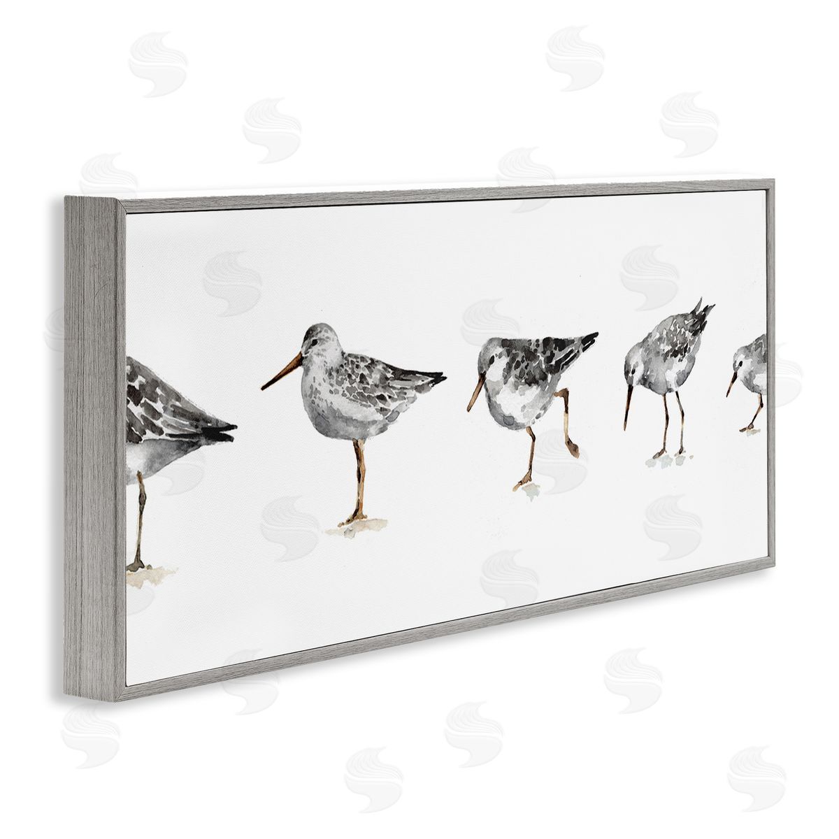 Sandpiper Birds in Line Grey Frame Print Wall Art, Home Decor by Lisa Audit