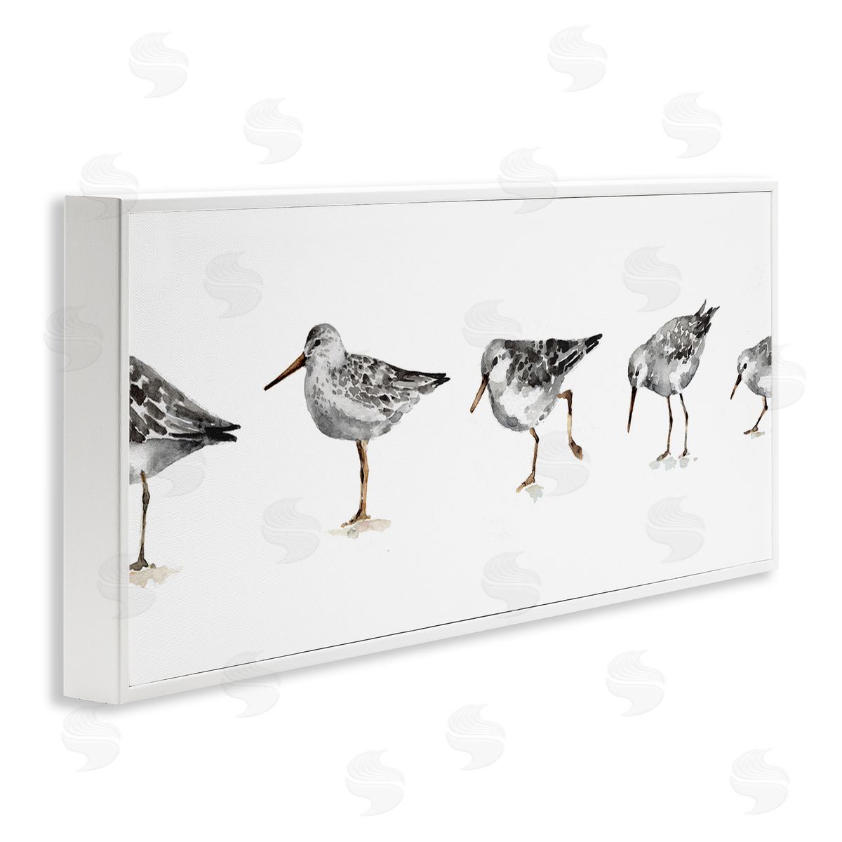 Sandpiper Birds in Line White Frame Print Wall Art, Home Decor by Lisa Audit