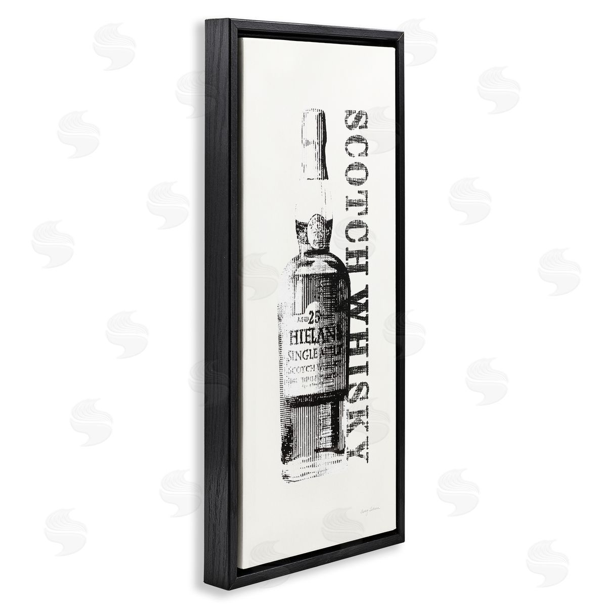 Scotch Whiskey Alcohol Bottle Black Floating Frame Canvas Wall Art, Home Decor by Avery Tillmon
