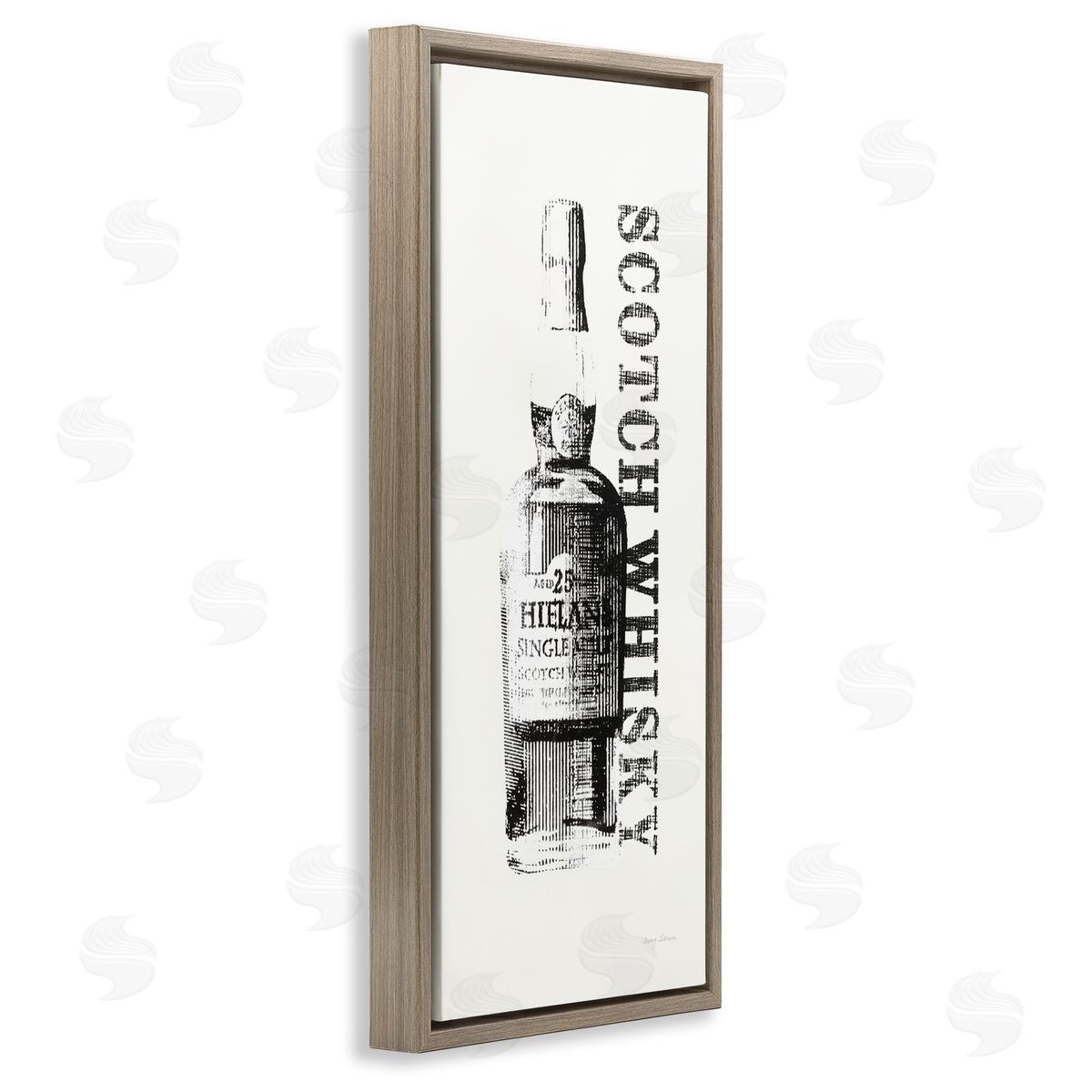 Scotch Whiskey Alcohol Bottle Brown Floating Frame Canvas Wall Art, Home Decor by Avery Tillmon