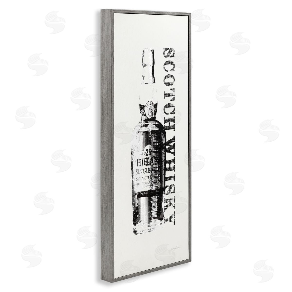 Scotch Whiskey Alcohol Bottle Grey Frame Print Wall Art, Home Decor by Avery Tillmon