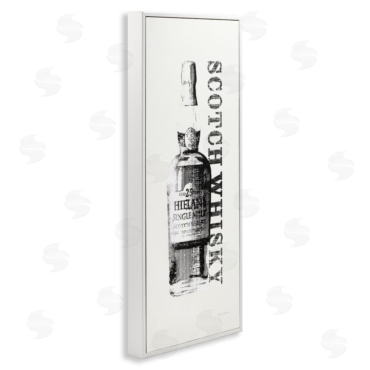 Scotch Whiskey Alcohol Bottle White Frame Print Wall Art, Home Decor by Avery Tillmon